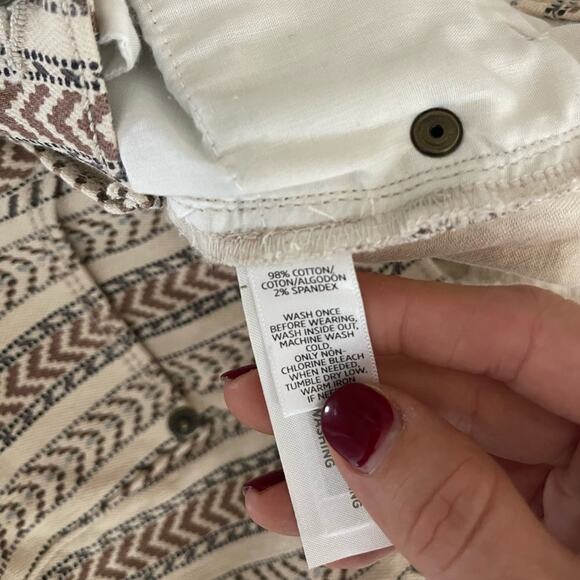 LOFT Modern Cuffed Crop Slim Herringbone Print Pants 27/4 - Picture 4 of 7